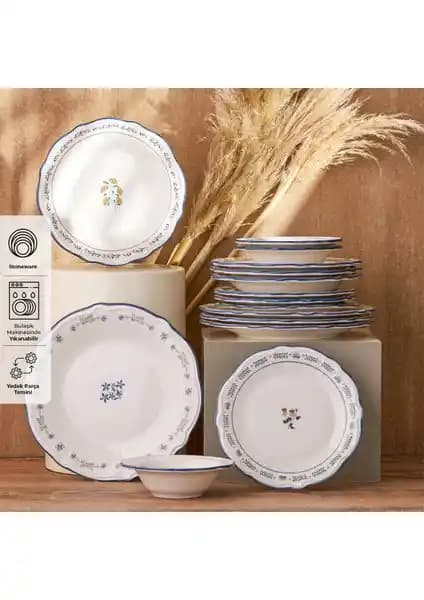 Emsan Farina Porselen 24 Parça 6 Kişilik Modern ve Şık Yemek Takımı