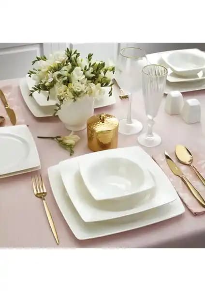 Emsan Fine Bone Meyra 61 Parça 12 Kişilik Şık ve Dayanıklı Porselen Yemek Takımı