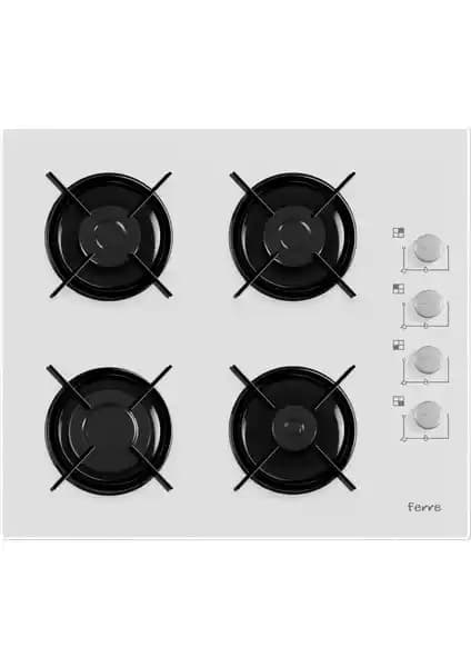Ferre 2140 Beyaz 60 cm Emaye Cam Ocak Doğalgaz ve LPG Uyumlu Modern Tasarım