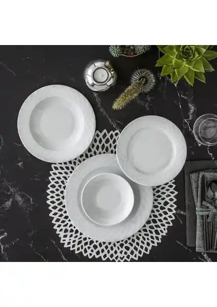 Güral Porselen Alfa 36 Parça 6 Kişilik Yemek Takımı Modern ve Zarif Tasarımıyla Şıklık Sunar
