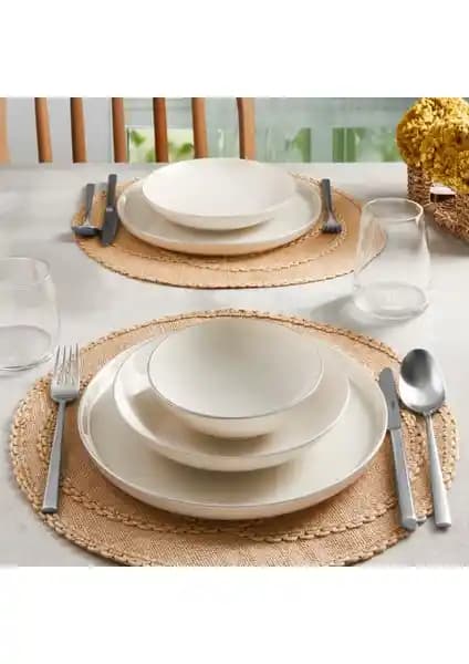 Güral Porselen BİLBAO 18 Parça Modern ve Zarif Yemek Takımı, 6 Kişilik Şık Sofra Seti