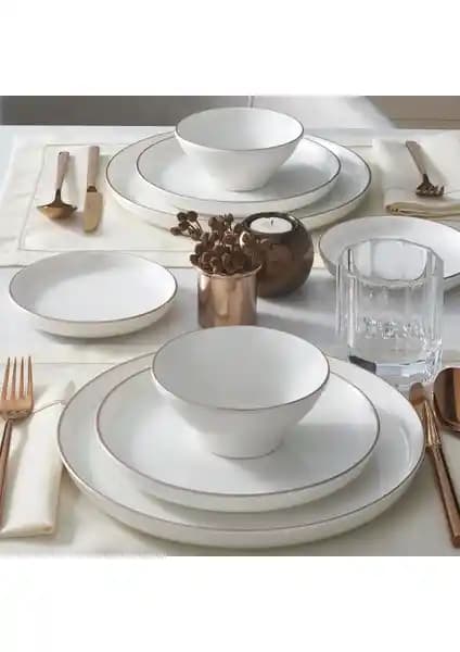 Güral Porselen Bilbao 8 Parça 2 Kişilik Bone Yemek Takımı Modern ve Şık Tasarım