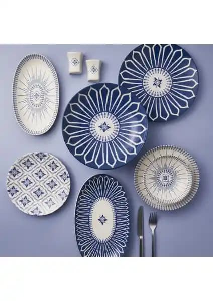 Güral Porselen Camelıa 30 Parça 6 Kişilik Bone Yemek Takımı Modern ve Şık Tasarım