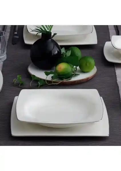 Güral Porselen Caroline 85 Parça Kare Bone Yemek Takımı Şıklık ve Dayanıklılık Bir Arada