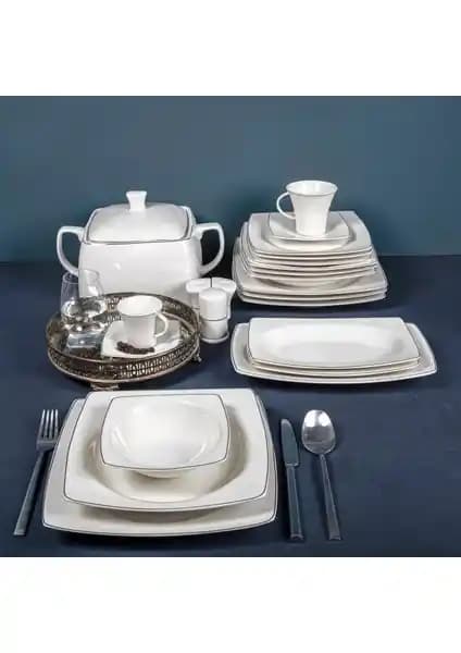 Güral Porselen Caroline Kare 85 Parça Yemek Takımı Şık ve Dayanıklı Tasarımıyla Modern Sofralar