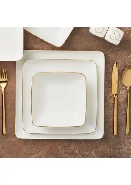 Güral Porselen Kansas 18 Parça Yemek Takımı Gold File Şıklığı ve Dayanıklılığıyla Mutfaklarınız İçin