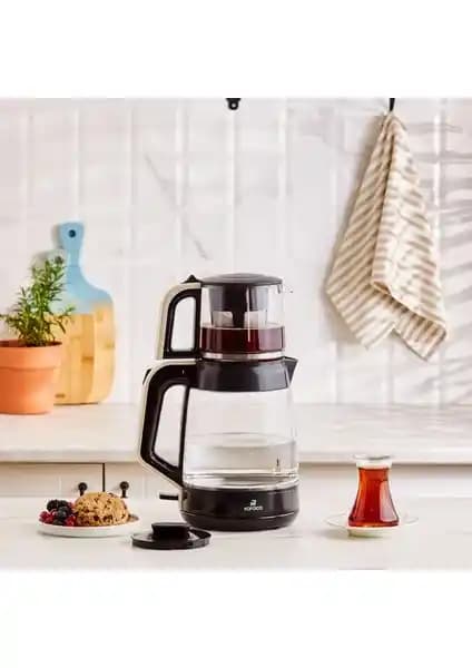 Karaca Glass Tea XL 2 in 1 Cam Su Isıtıcı ve Çay Makinesi Modern ve Çok Fonksiyonlu Tasarım
