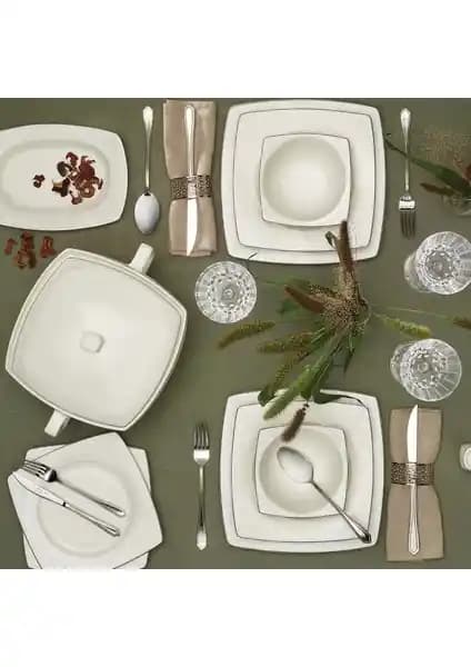 Karaca Zeyna Cream 60 Parça Yemek Takımı Şık ve Dayanıklı Porselen Seti