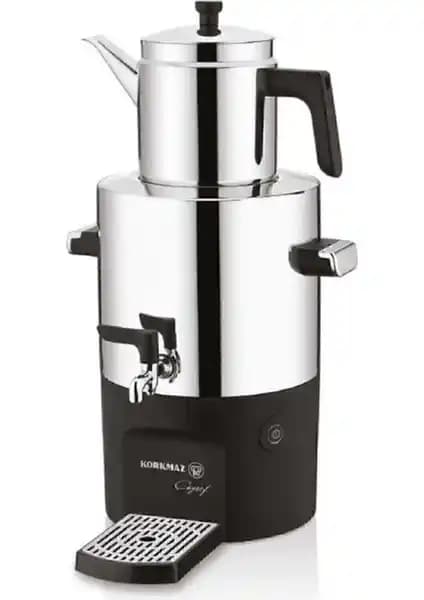 Korkmaz Çayşef InoxParlak Semaver: Modern Tasarım ve Yüksek Performanslı Çay Demleme Ünitesi