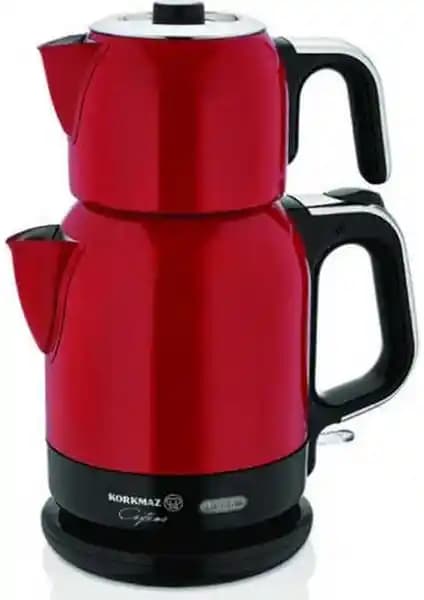Korkmaz Çaytema Kırmızı Krom Elektrikli Çaydanlık: Modern Tasarım ve İşlevsellik
