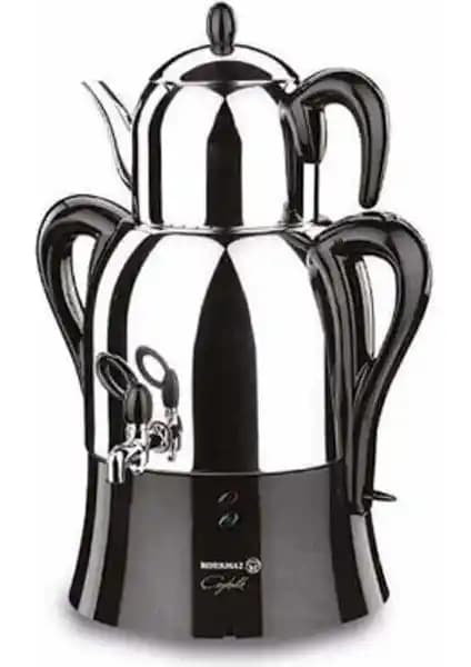 Korkmaz Kor A341-04 12 Çaykolik Inox Siyah Semaver ile Pratik ve Estetik Çay Demleme Deneyimi