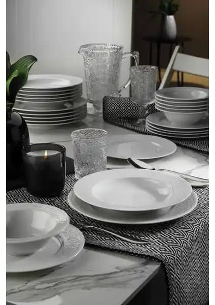 Kütahya Porselen Açelya 24 Parça Yemek Takımı Modern ve Dayanıklı Tasarım