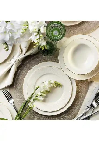 Kütahya Porselen Bone İrem 24 Parça 6 Kişilik Yemek Takımı Zarafet ve Fonksiyonellik Bir Arada