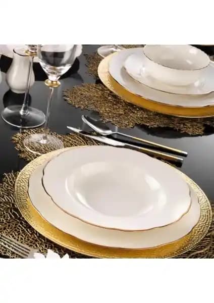 Kütahya Porselen Bone Olympos 24 Parça Yemek Takımı Bakır Şık ve Dayanıklı Tasarım