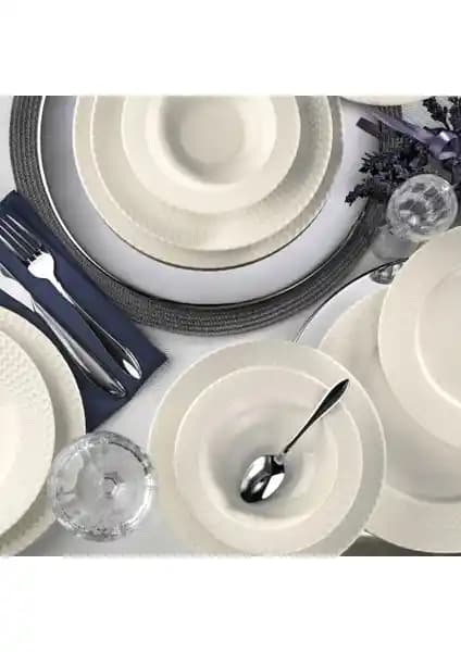 Kütahya Porselen Bone Serisi 24 Parça 6 Kişilik Yemek Takımı Günlük ve Özel Kullanım İçin