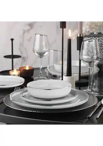 Kütahya Porselen Moderna 24 Parça Beyaz Yemek Takımı Şık ve Modern Tasarım