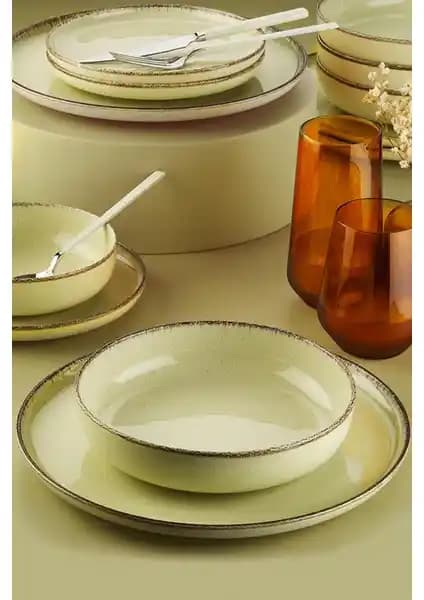 Kütahya Porselen Moderna Yemek Takımı Pearl Bej ve Sarı Renk Seçenekleri