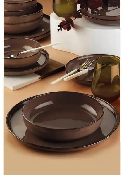 Kütahya Porselen Moderna Yemek Takımı Pearl Sütlü Kahve 16 Parça Şık ve Dayanıklı Tasarım