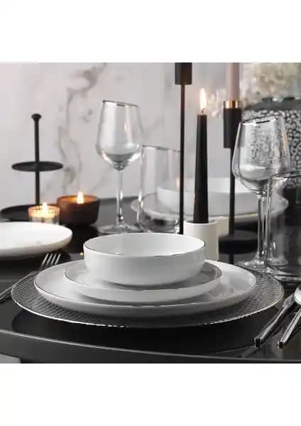 Kütahya Porselen Mood Platin 24 Parça Yemek Takımı Şık ve Dayanıklı Sofra Seti