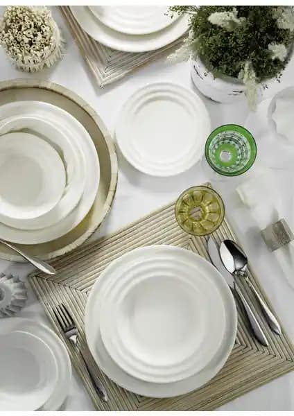 Kütahya Porselen New Tuvana 24 Parça 6 Kişilik Yemek Takımı Şık ve Dayanıklı Tasarım