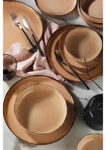 Kütahya Porselen Pearl Moderna 24 Parça Yemek Seti Yavruağzı Renkli Modern Tasarım