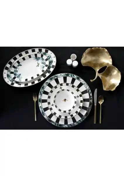 Porland Alm Palms Yemek Takımı: Modern ve Zarif 60 Parça Sofra Seti