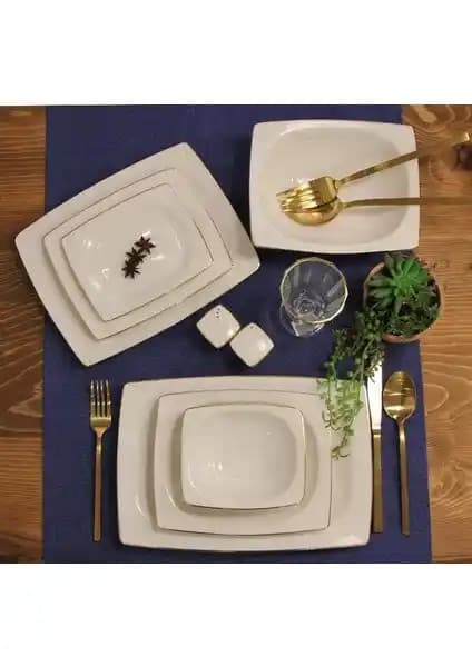Porland Altın Yalız 12 Kişilik Porselen Yemek Takımı Şık ve Dayanıklı Tasarım