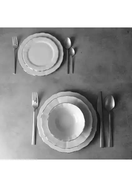 Porland Platin Bant 12 Kişilik Yemek Takımı Modern ve Şık Tasarımıyla Mutfak Dekorunuza Uyum Sağlar