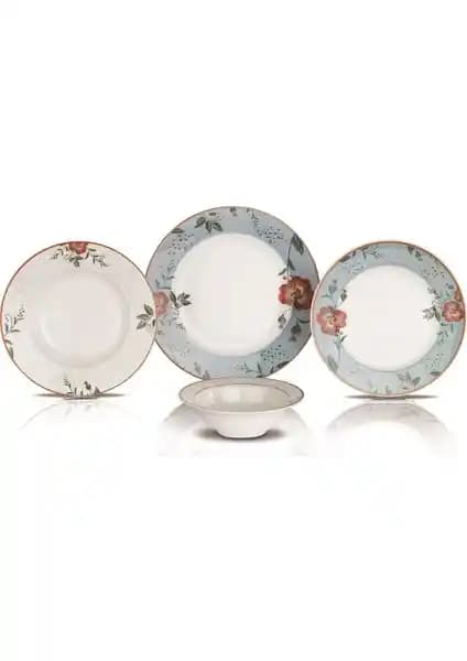 Schafer Posy 24 Parça Mavi Yemek Takımı Zarif ve Dayanıklı Sofra Seti