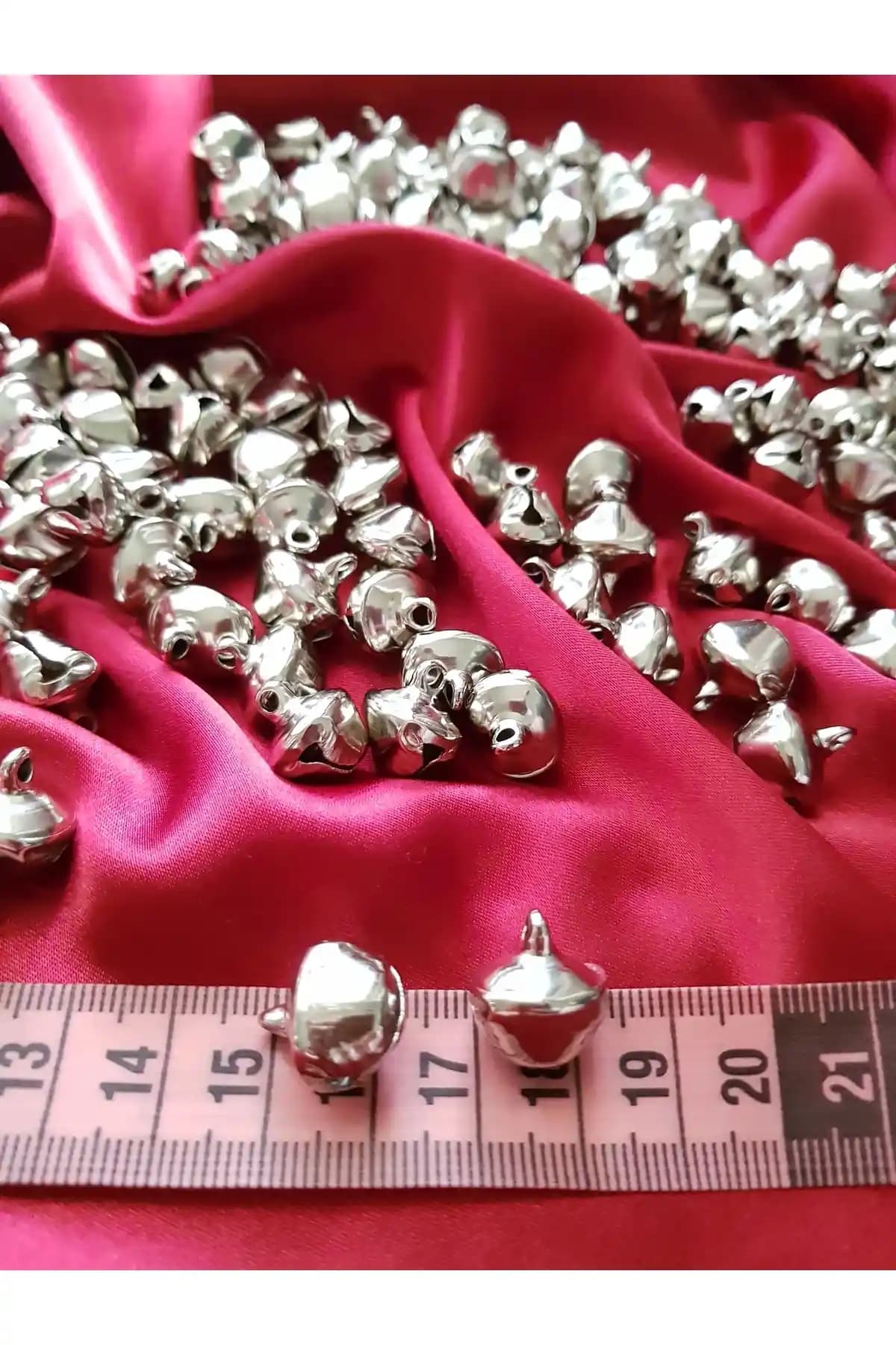 Aslan Online 20 Adet Gümüş Renk Kulplu Zil Seti El İşi ve Aksesuar Tasarımı İçin Uygun