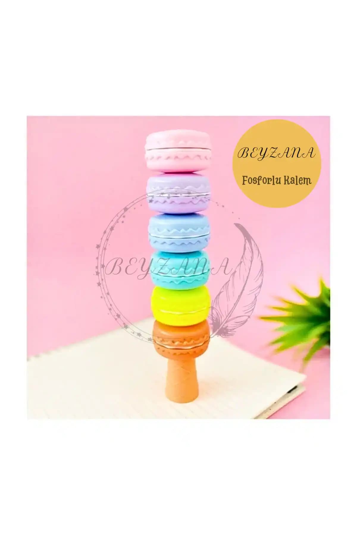 BEYZANA Makaron Fosforlu Kalem 6 Renkli Şık ve Dayanıklı Yazım Aracı