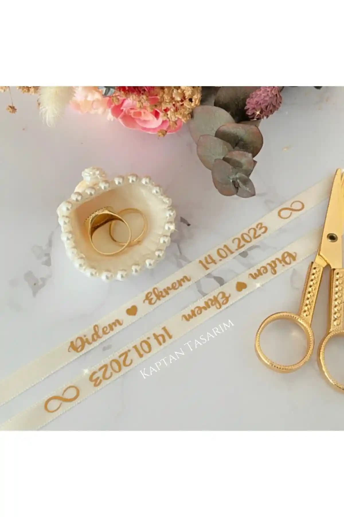 Captain Design Söz-nişan Kurdelesi Çift Taraflı Yazılı Estetik ve Pratik Kullanım İçin