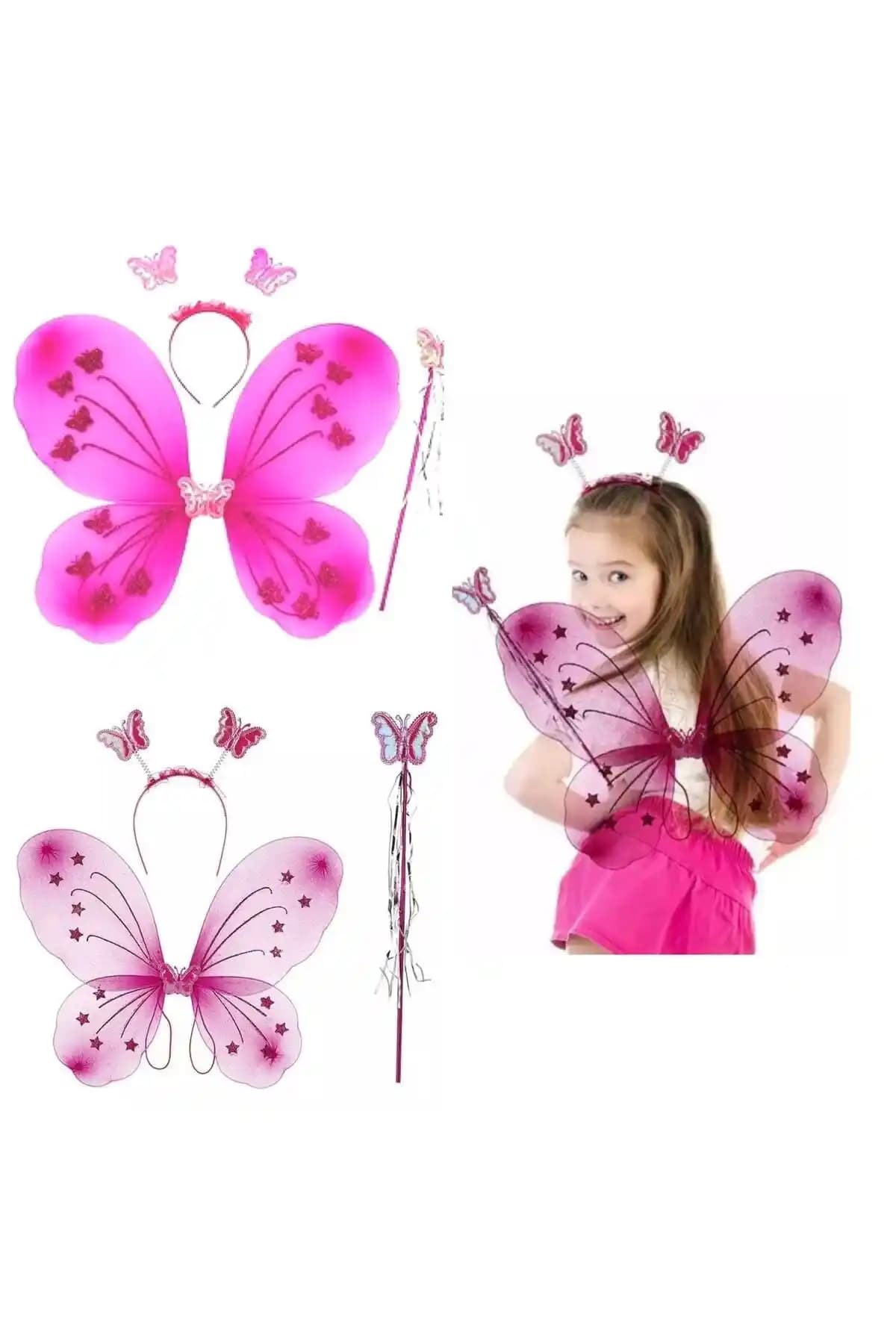 Çocuklar İçin Pembe Kelebek Melek Kostüm Seti Eğlence ve Hayal Dünyasını Zenginleştirir