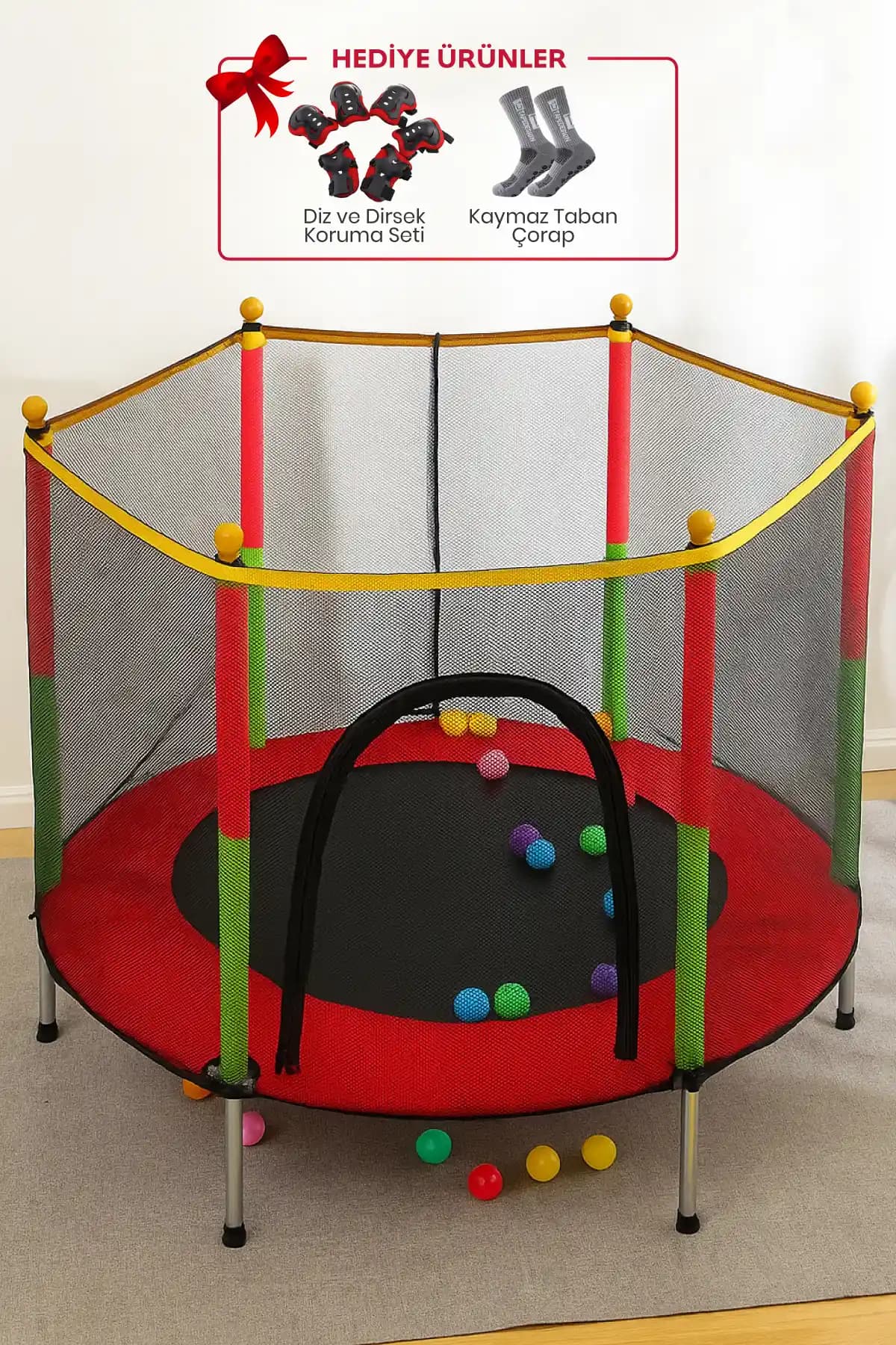 Comedones Koruma Fileli 140cm Trambolin Güvenli ve Dayanıklı Çocuk Zıplama Oyuncağı