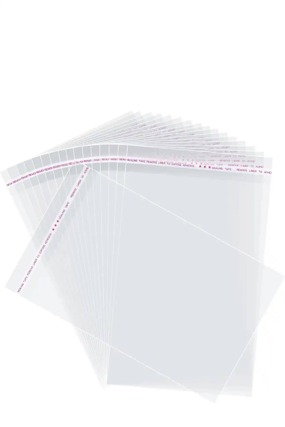 Dekals 100 Adet 12x25 Şeffaf Kendinden Yapışkanlı Jelatin Hediye Paketleme Poşetleri