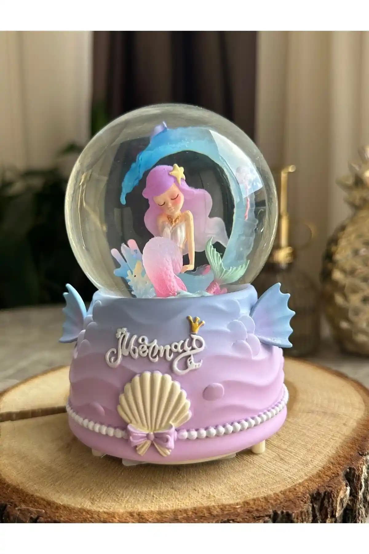 Deniz Kızı Kar Küresi Işıklı Müzikli Büyük Boy Dekoratif Hediye Alternatifi