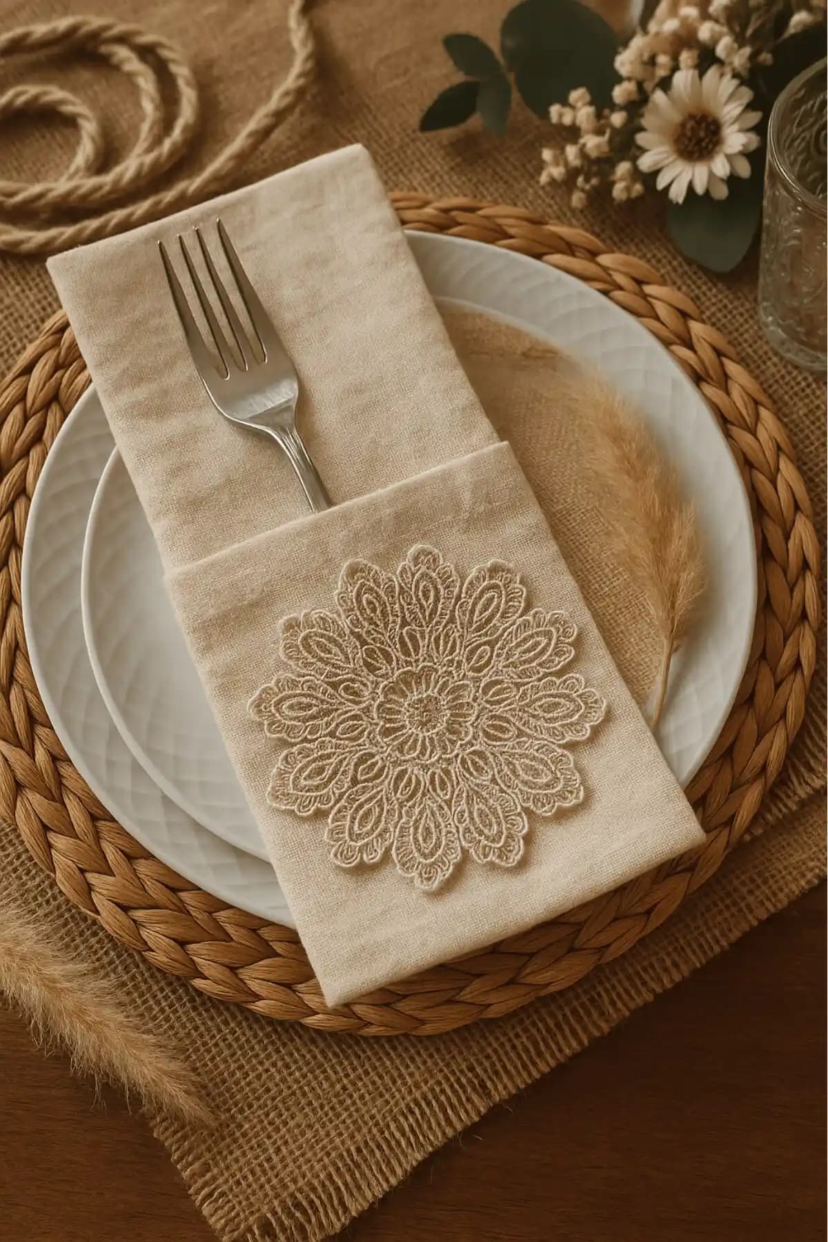 Emtory Home Dekoratif Dantelli Kaşıklık Seti 6 Parça Estetik ve Fonksiyonel Tasarım