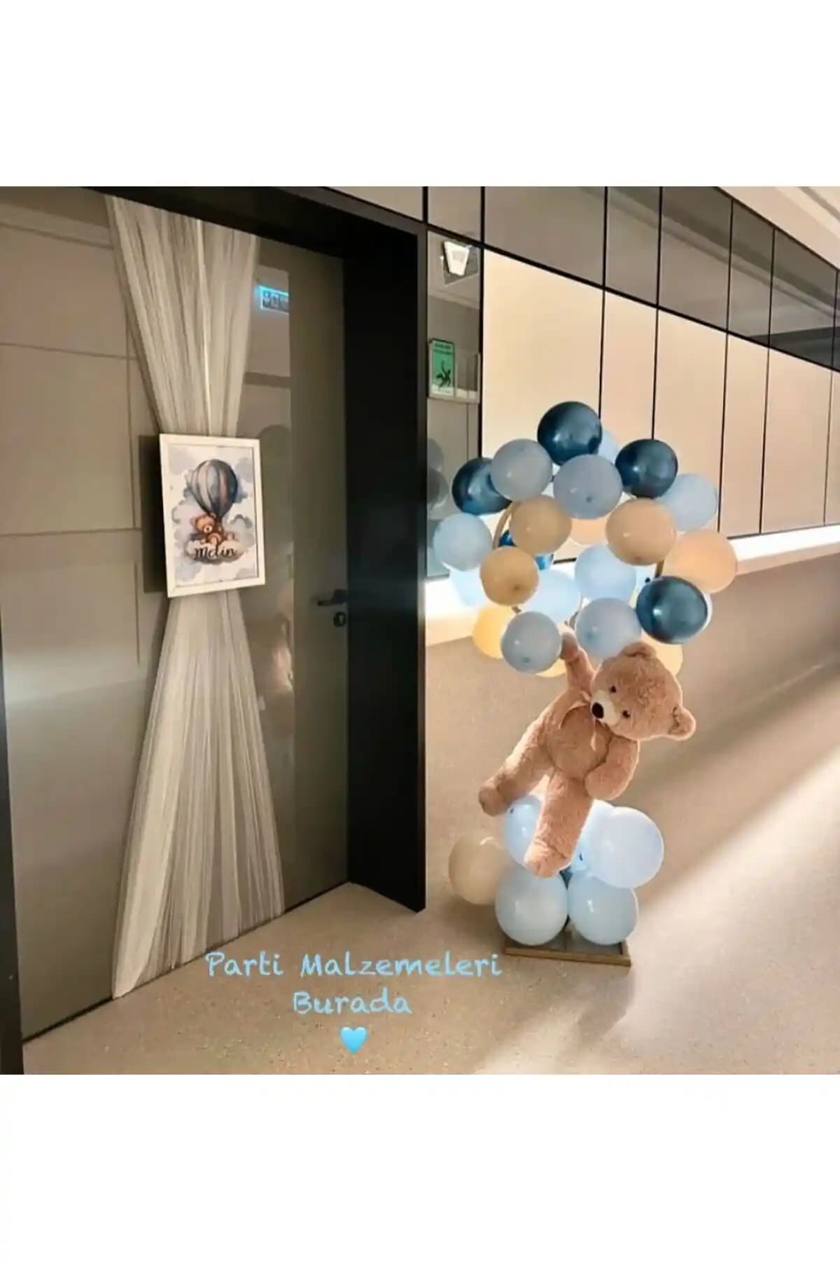 Erkek Çocuk Hastane Odası Süsleme Balon Seti 25'li Mavi, Krem, Lacivert ve Krom Renkler