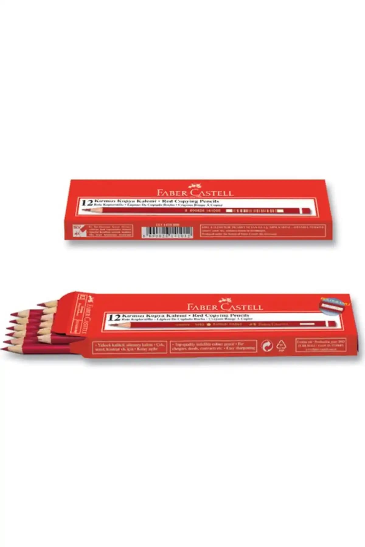 Faber Castell Kırmızı Kopya Kalemi Seti 12 Renkli Dayanıklı ve Yüksek Performanslı