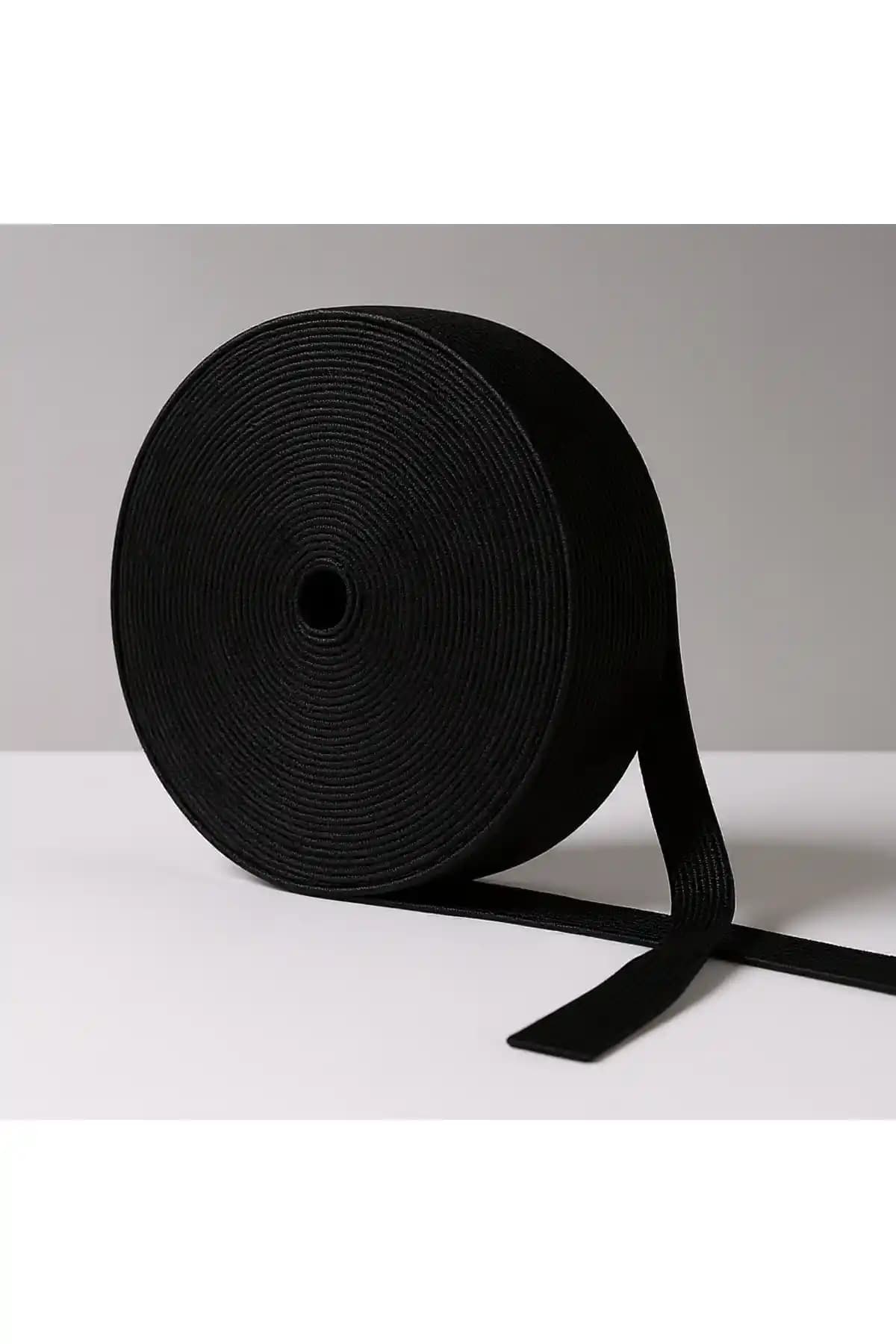 Final Düğme Siyah Yassı Lastik 2,5 cm x 25 Metre Dayanıklı ve Esnek Ürün