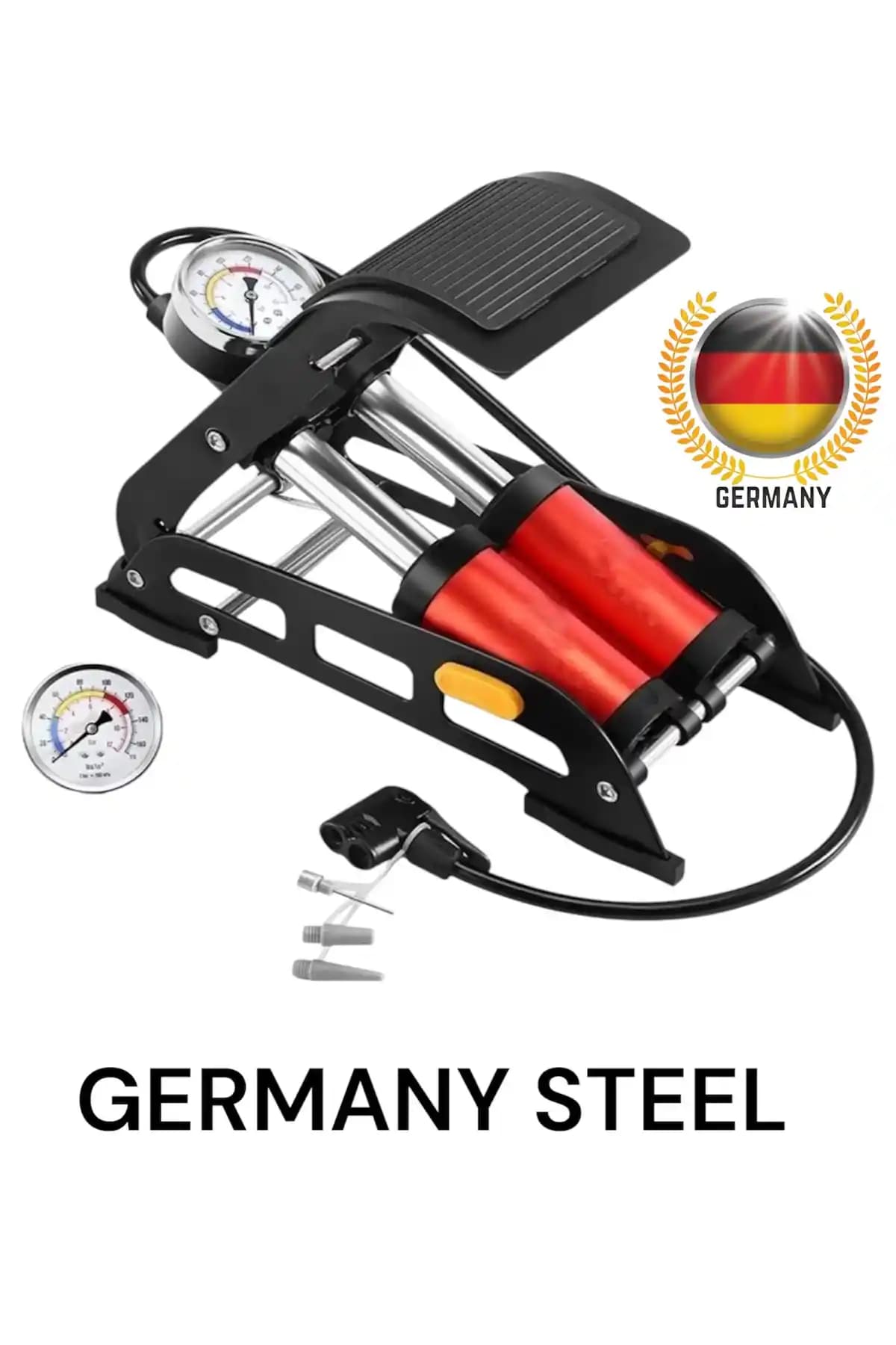 Germany Steel Çift Pistonlu 160 Psi Hava Pompası Şişme Havuz ve Bisiklet İçin