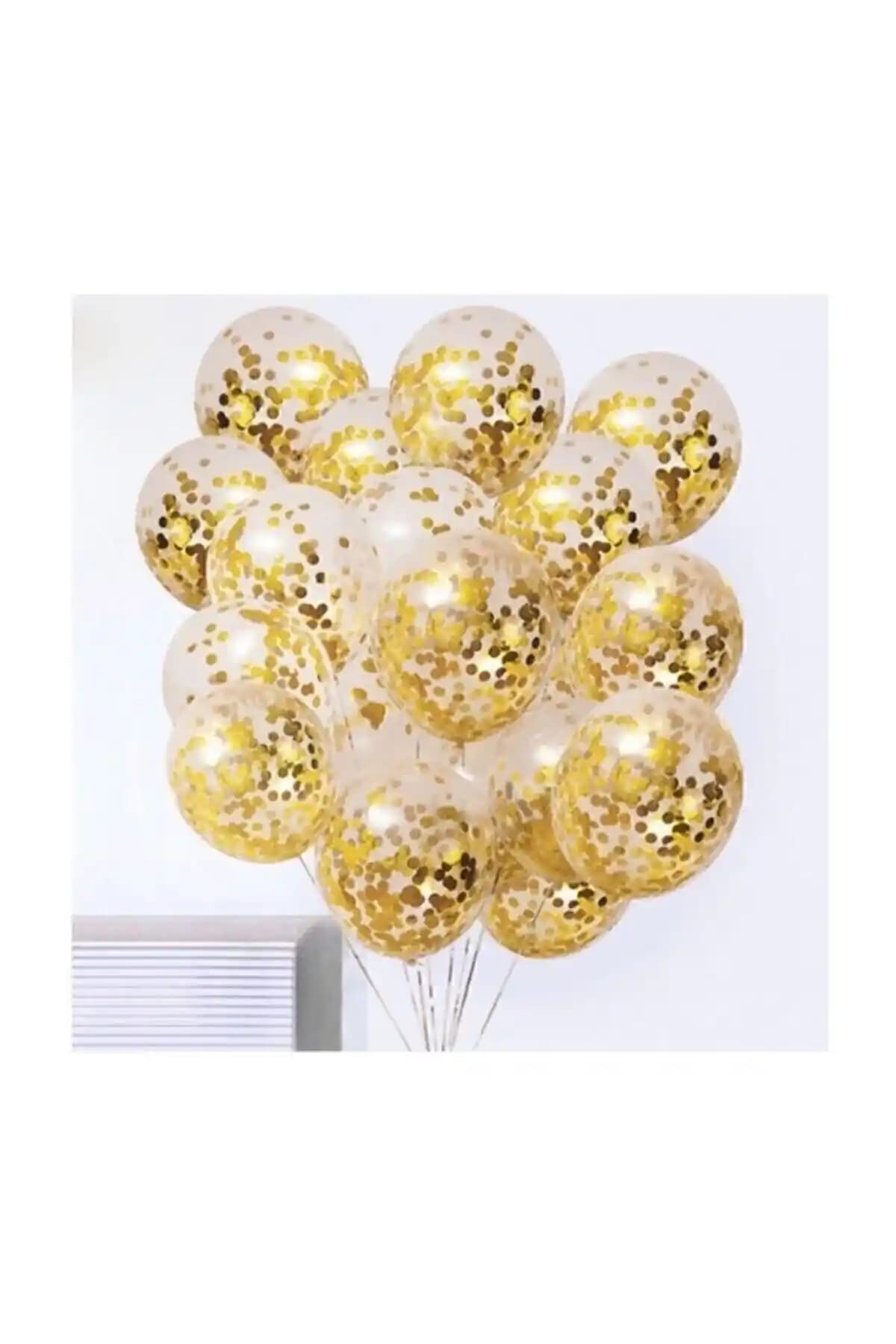 HBK Parti Zamanı Gold Konfetili Şeffaf Balon Seti ile Etkileyici Dekorasyonlar