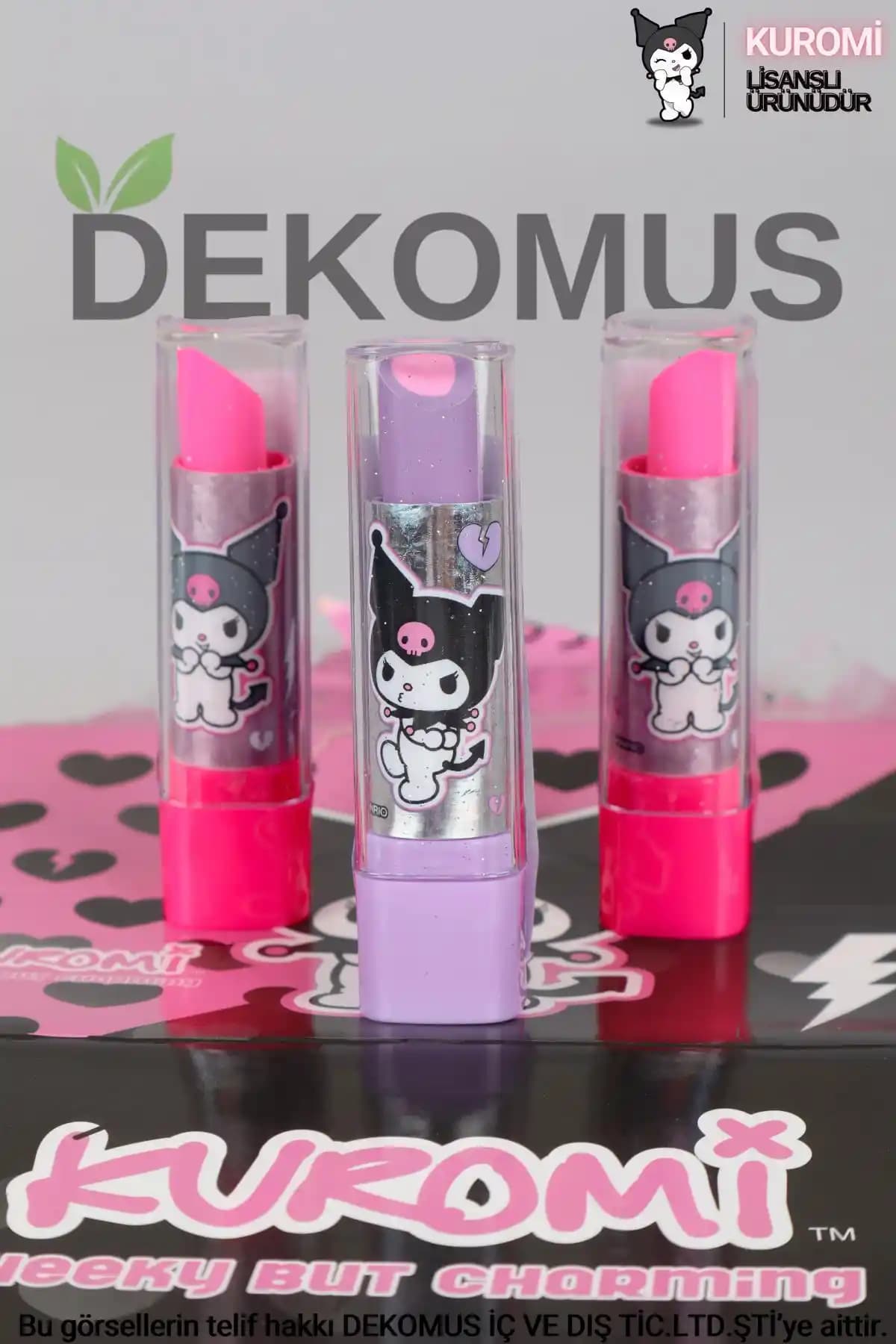Kuromi Dekomus Lisanslı Ruj Silgi: Eğlenceli ve Kullanışlı Çocuklar İçin Kalem Aksesuarı