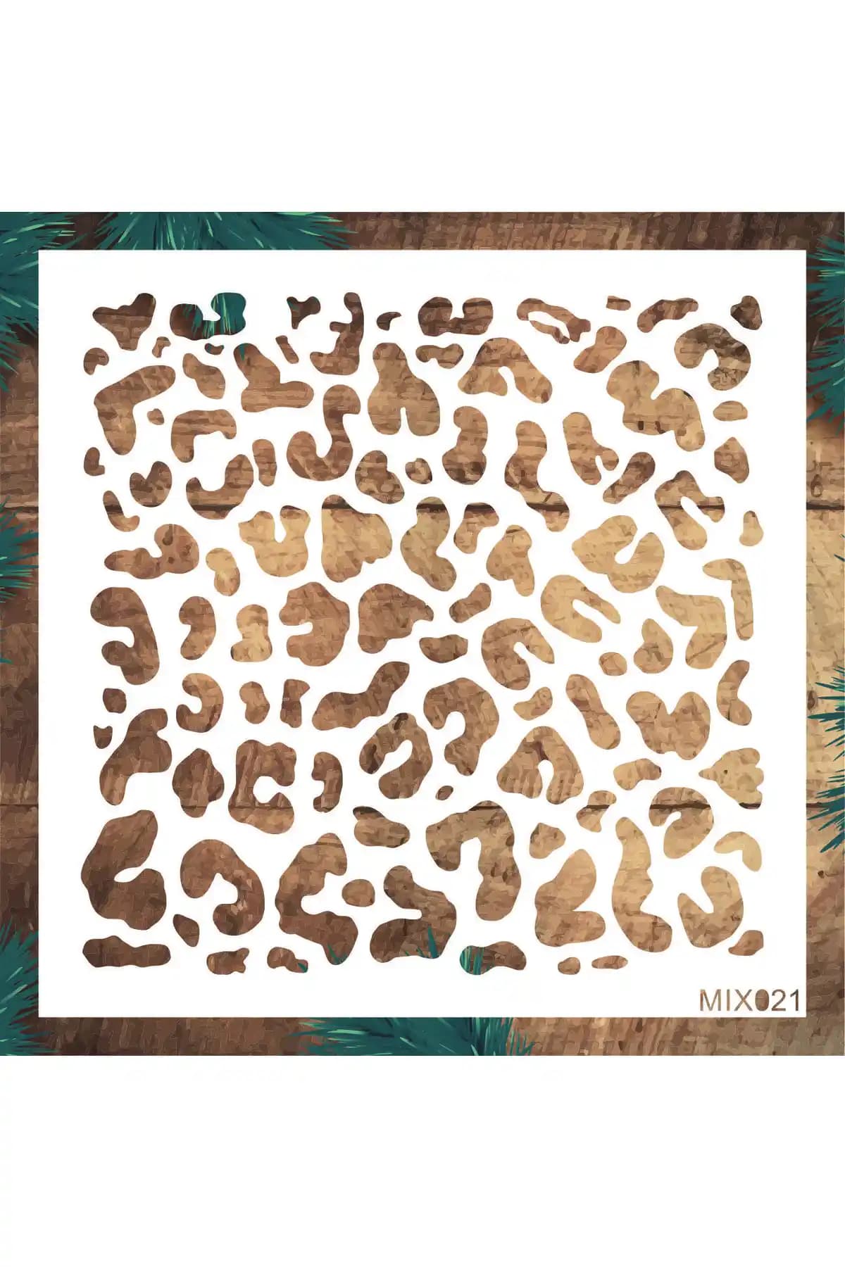 Leopar Desenli Dekoratif Stencil Şablonu 25x25 cm Çok Yönlü Kullanım İmkanıyla
