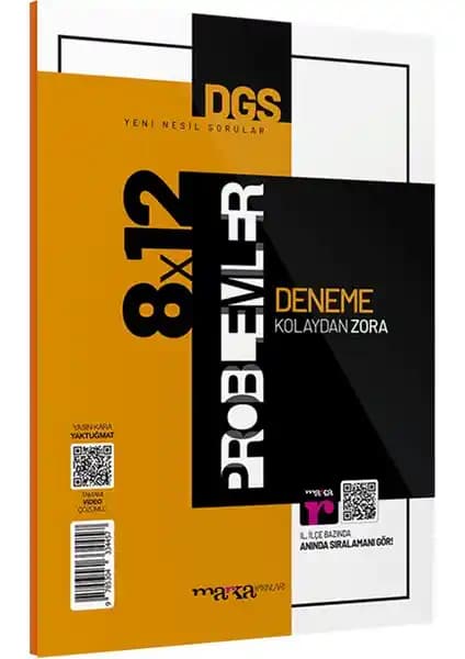 Marka Yayınları DGS Yeni Nesil 8x12 Video Çözümlü Problemler Deneme Kitabı