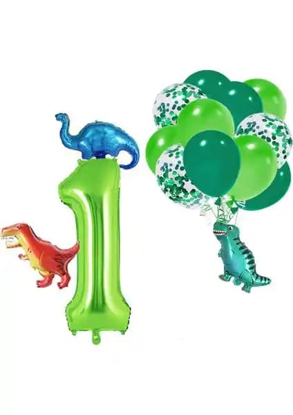 Patla<dı> Gitti 1 Yaş Dinazor Seti Renkli ve Eğlenceli Parti Dekorasyonu İçin Uygun