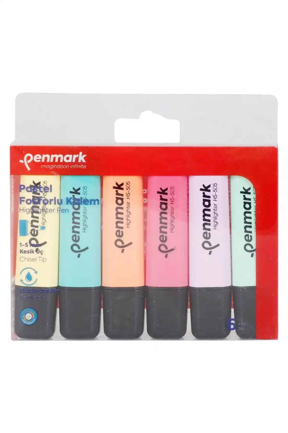Penmark HS-505-6P Fosforlu Kalem Renkli ve Çok Yönlü Yazı Deneyimi Sağlar