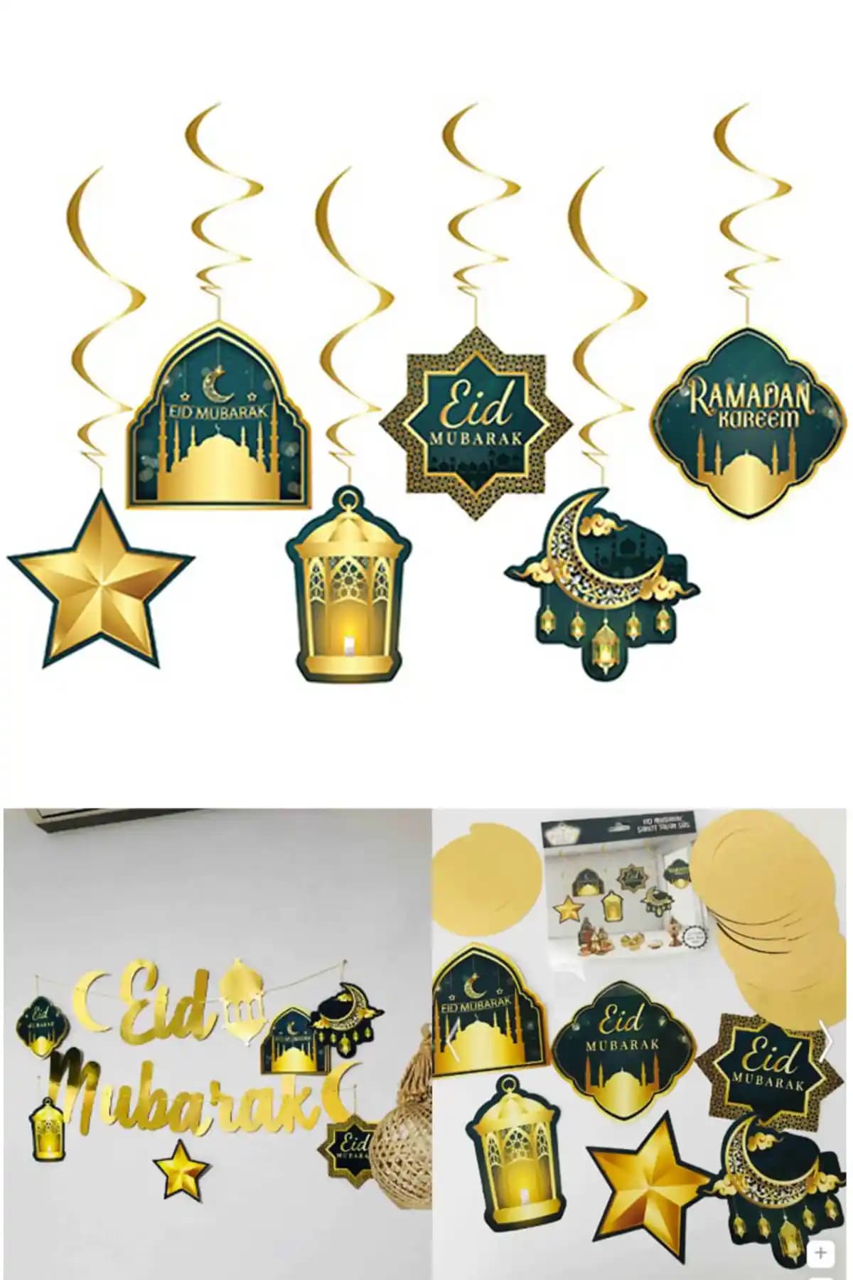 Ramazan ve Bayram İçin Şık ve Dayanıklı 6'lı Tavan Süsü Dekorasyon Seti
