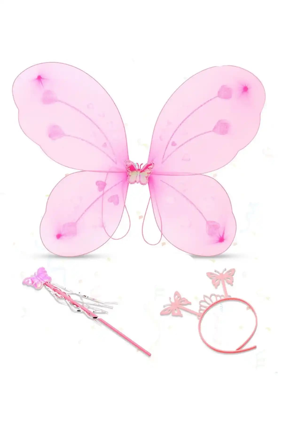 ReilaParty Kelebek Kanat, Taç ve Asa Seti Renkli Kostüm Aksesuarları Çocuklar İçin