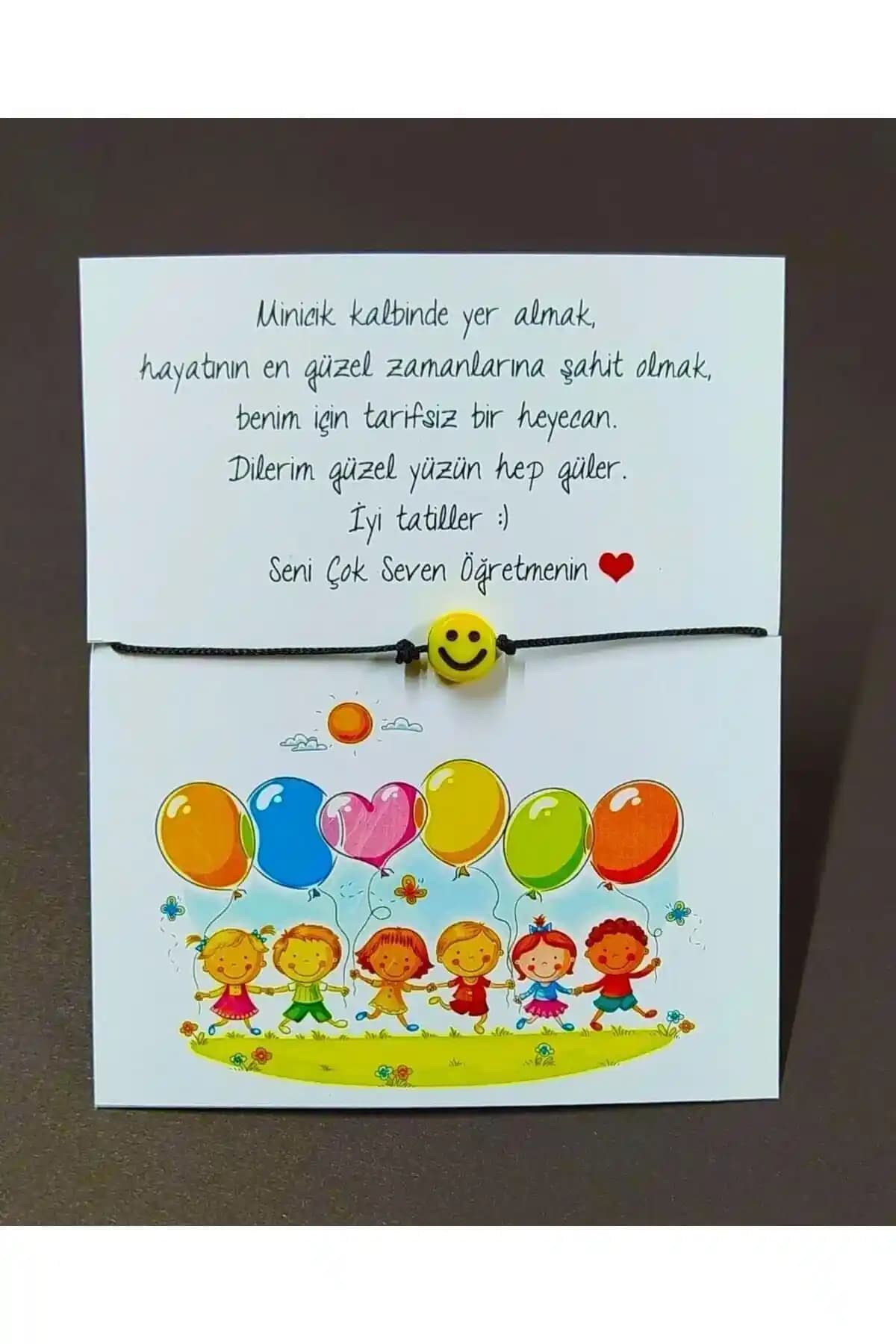 Renkli ve Dayanıklı İpli Gülen Yüzlü Bileklik Seti Okul ve Özel Gün Hediyesi